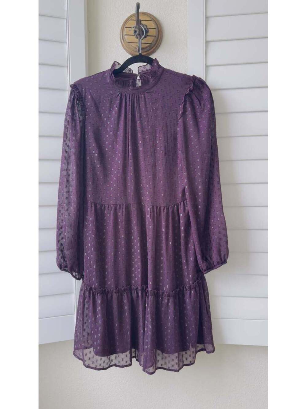 Tommy Hilfiger Metallic Clip Dot Tiered Chiffon Dress Size 4